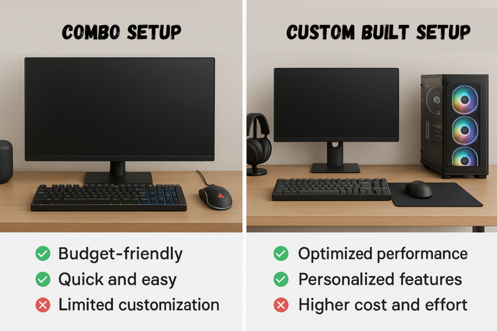 Image showing difference between the combo setup vs custom built setup