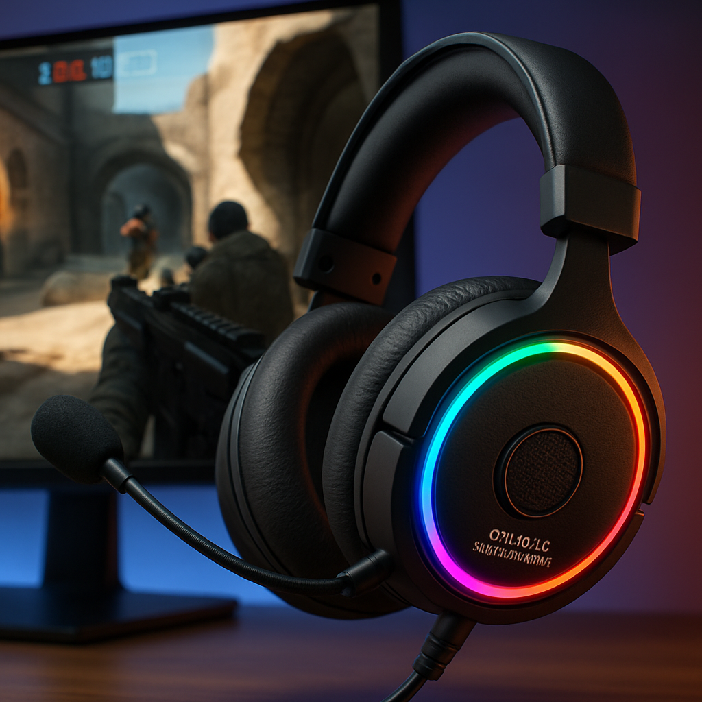 A gaming headset with lights