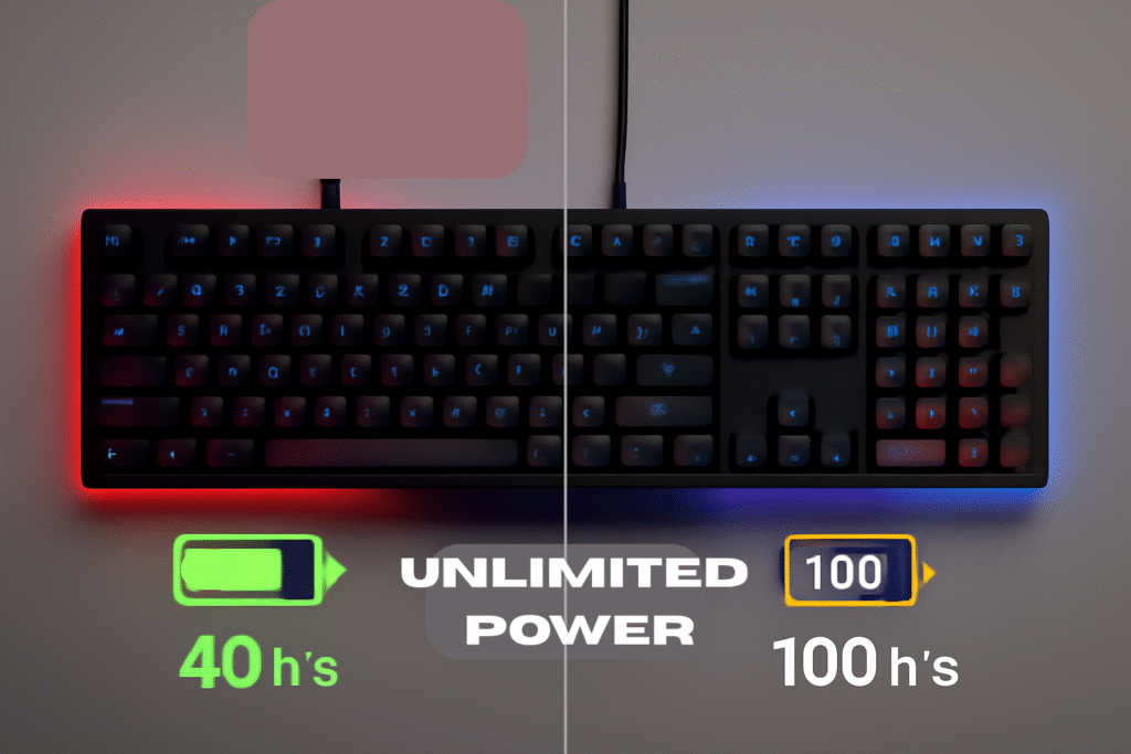 Image showing battery life of wired vs wireless gaming keyboard