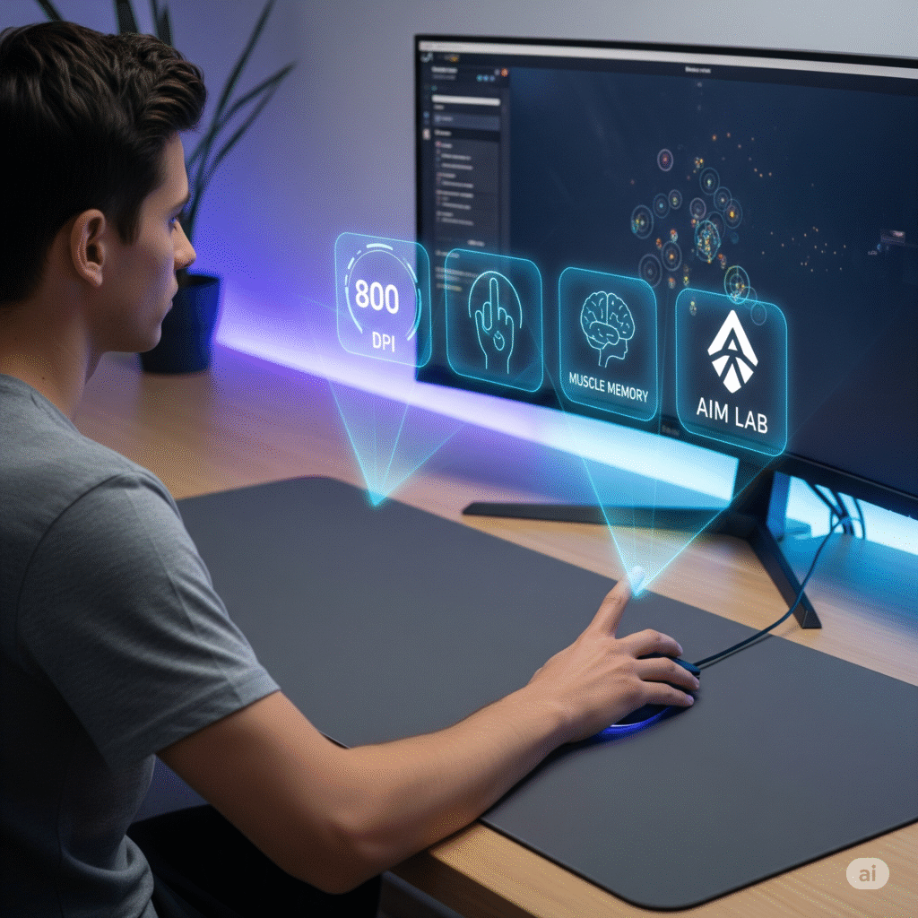 An ai generated images designed to show aim lab that help to improve aim in games